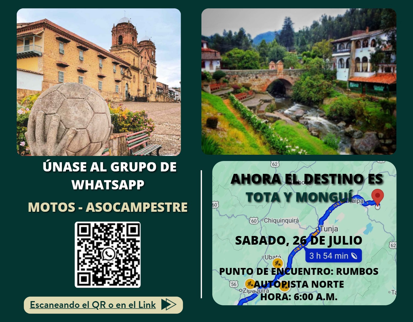 Ahora el destino de nuestra rodada es Tota y Monguí 